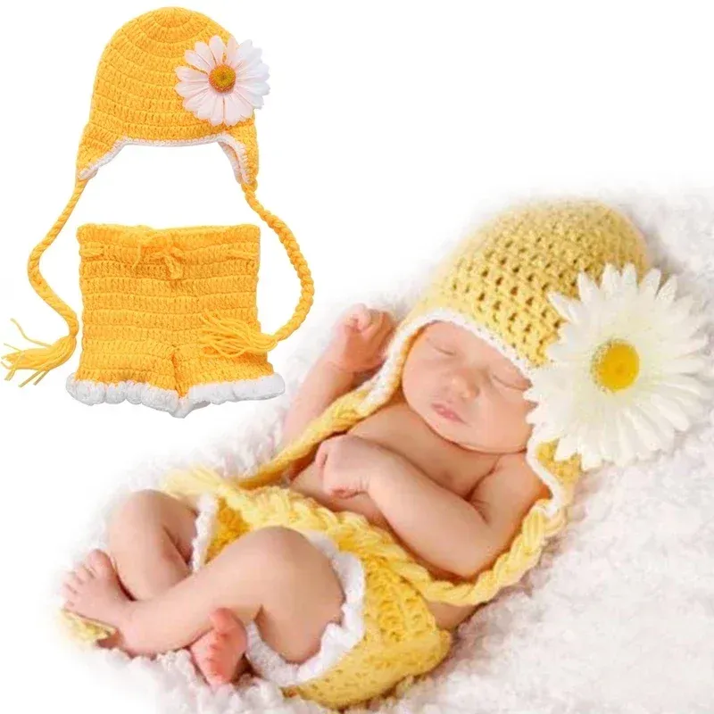 Costume Photographie Bébé Uposao - Tenue Tricot Crochet 0-3 Mois Garçon Fille Pour Shooting Photo Mignon
