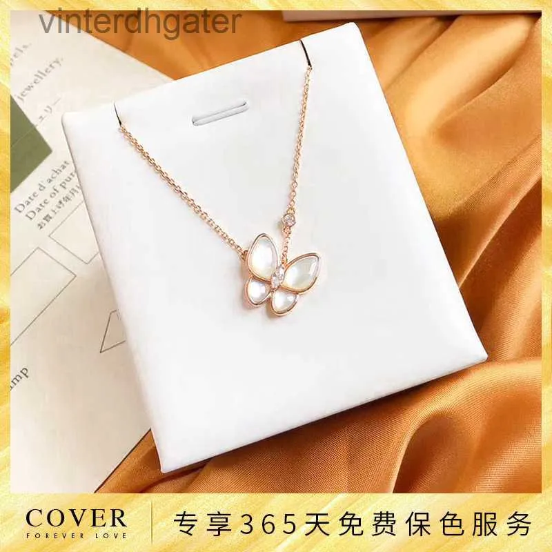 Top Luxury Fine Femmes Designer Collier Sweet Clover Papillons blanc Fritillaria Collier Collier de tour de cou de concepteur de rose Pure Silt.