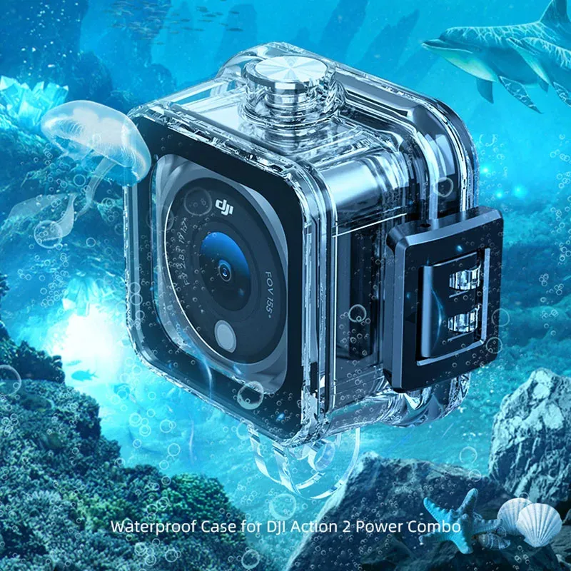 Cameras 45M Waterproof Case for DJI Action 2 Diving Housing Protective Shell Underwater Cover High Transparent Material for DJI Action 2