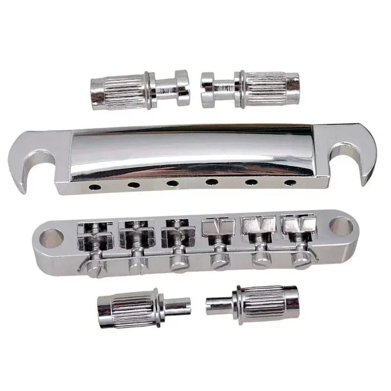 2024 1 Conjunto de 6 Strings Guitar Tune O Matic Bridge and Tailpiece com postes para LP Bass Guitar Guitarra.para guitarra elétrica LP