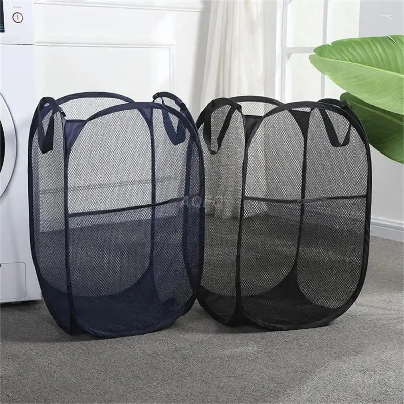 أكياس الغسيل سلة قابلة للطي مع مقبض تخزين الملابس جوفاء شبكية تنفس الأسرة المنظمة منظم أشعة الشمس