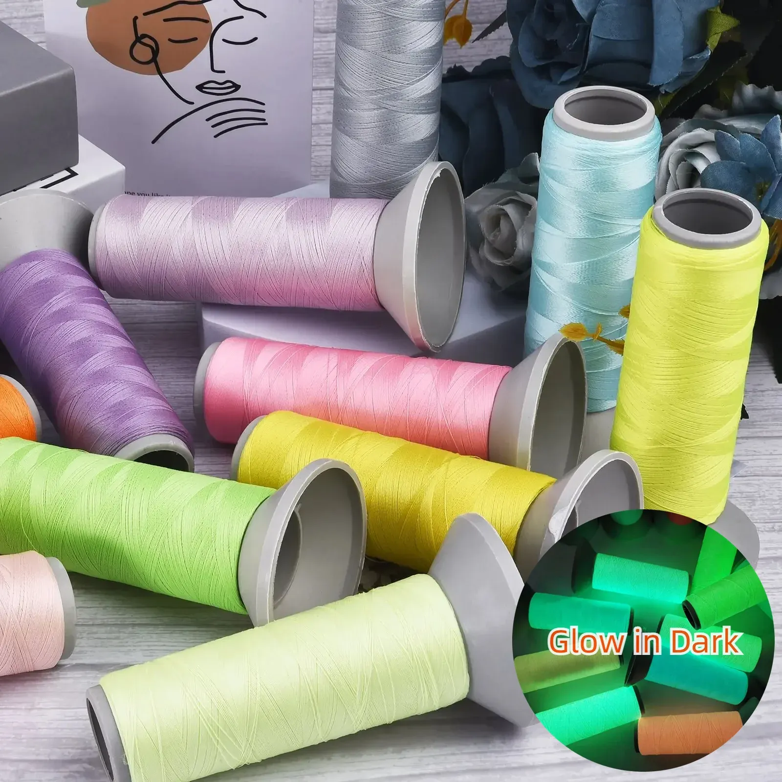 150D 500-Yard Luminous Embroidery Thread Glow In The Dark for Cross ...
