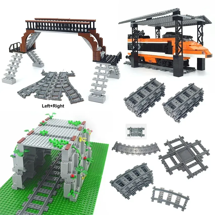 Set De 54 Rails Pour Circuits De Train En Blocs De Construction - Rails Droits, Courbes Et à Fourche Pour Garçons Et Filles