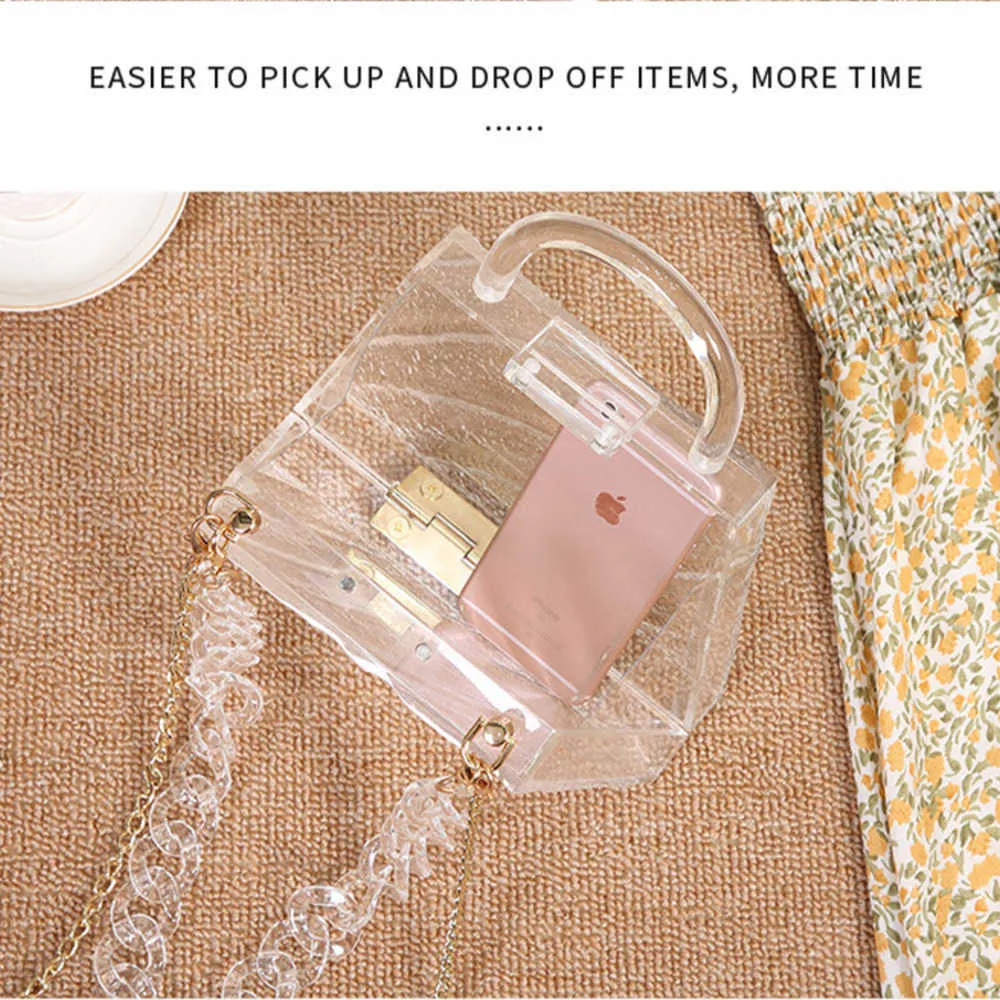 Yeni Instagram tarzı akrilik buz çatlak çantası niş tasarım, şeffaf çanta, bir omuz ziyafet çantası, kadın çantası 240409