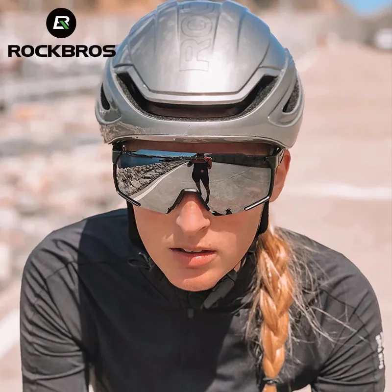 ROCKBROS Bicycle Glasses Polarized Pochromic Lens Bike Eyewear Sunglasses UV Sun Protection Sports Road Cycling Goggles240328