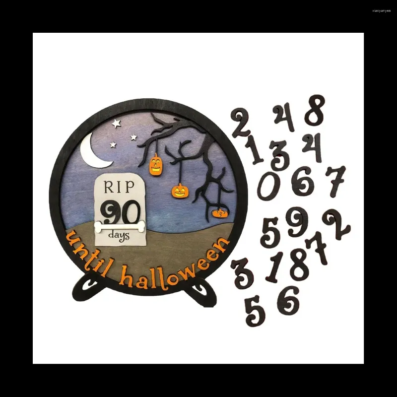 Dekoracyjne figurki 1PCS Wood Halloween Countdown Creative Calendar Dekoracja wakacyjna 30x30 cm