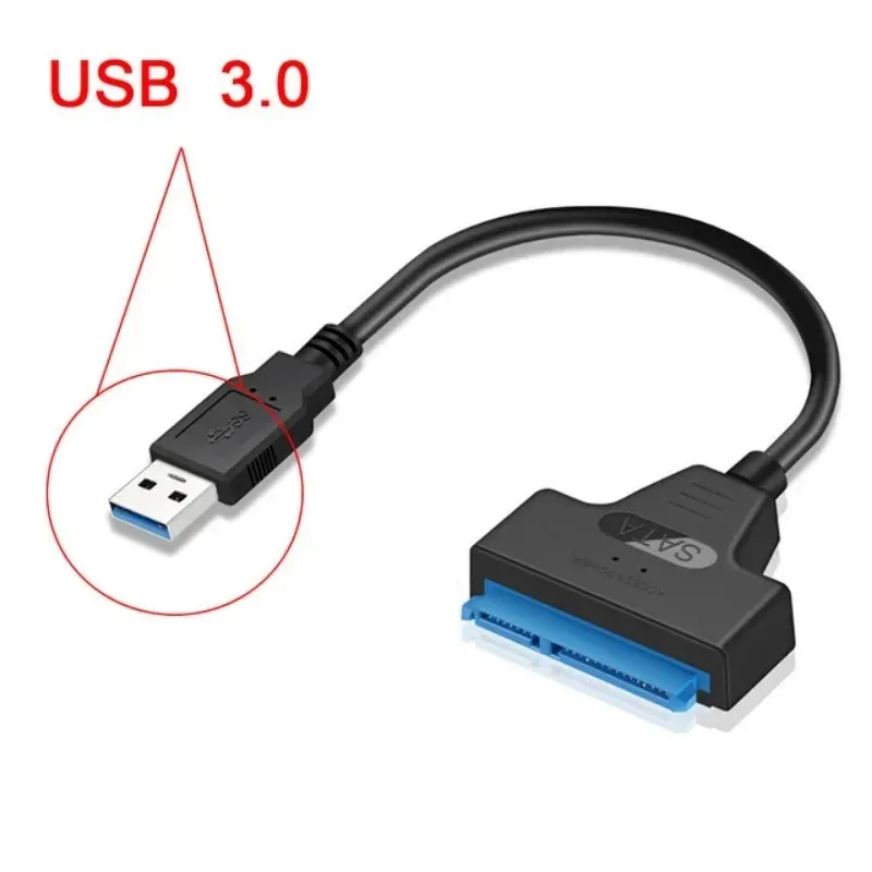 2024 SATA à USB 3.0 / 2.0 Câble jusqu'à 6 Gbit / s pour 2,5 pouces Drive du disque dur externe SSD SATA 3 22 PIN