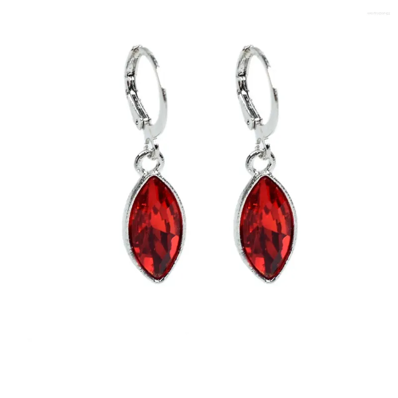 Dangle Ohrringe Einfacher Kristalltropfen für Frauen Geometrische ovale Ohrring Hochzeit Schmuck rote blaue Ohren