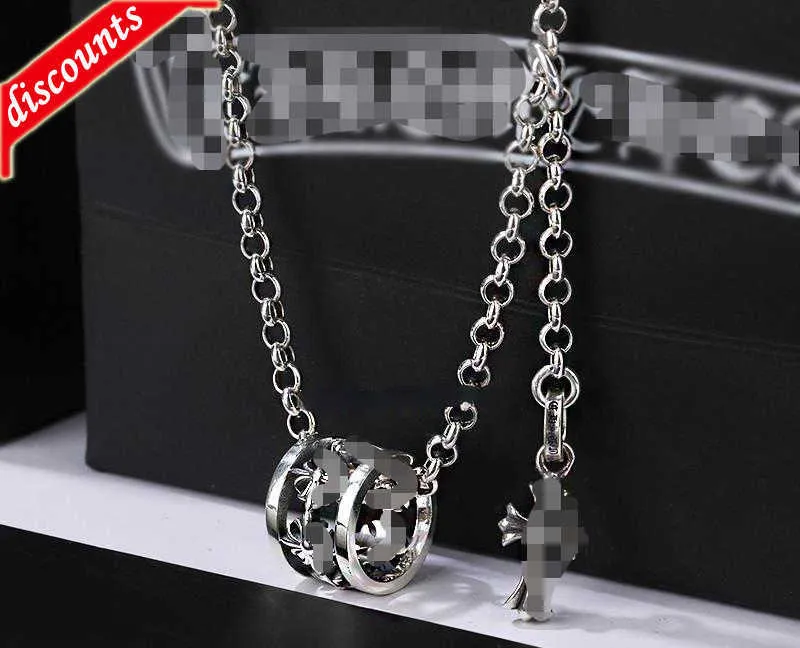 Necklace Fashion Trend Cross Small Waist Brand Japanese and Korean Couples Collarbone Chain Mens Womens Individual Pendant Thai Silver 82X6