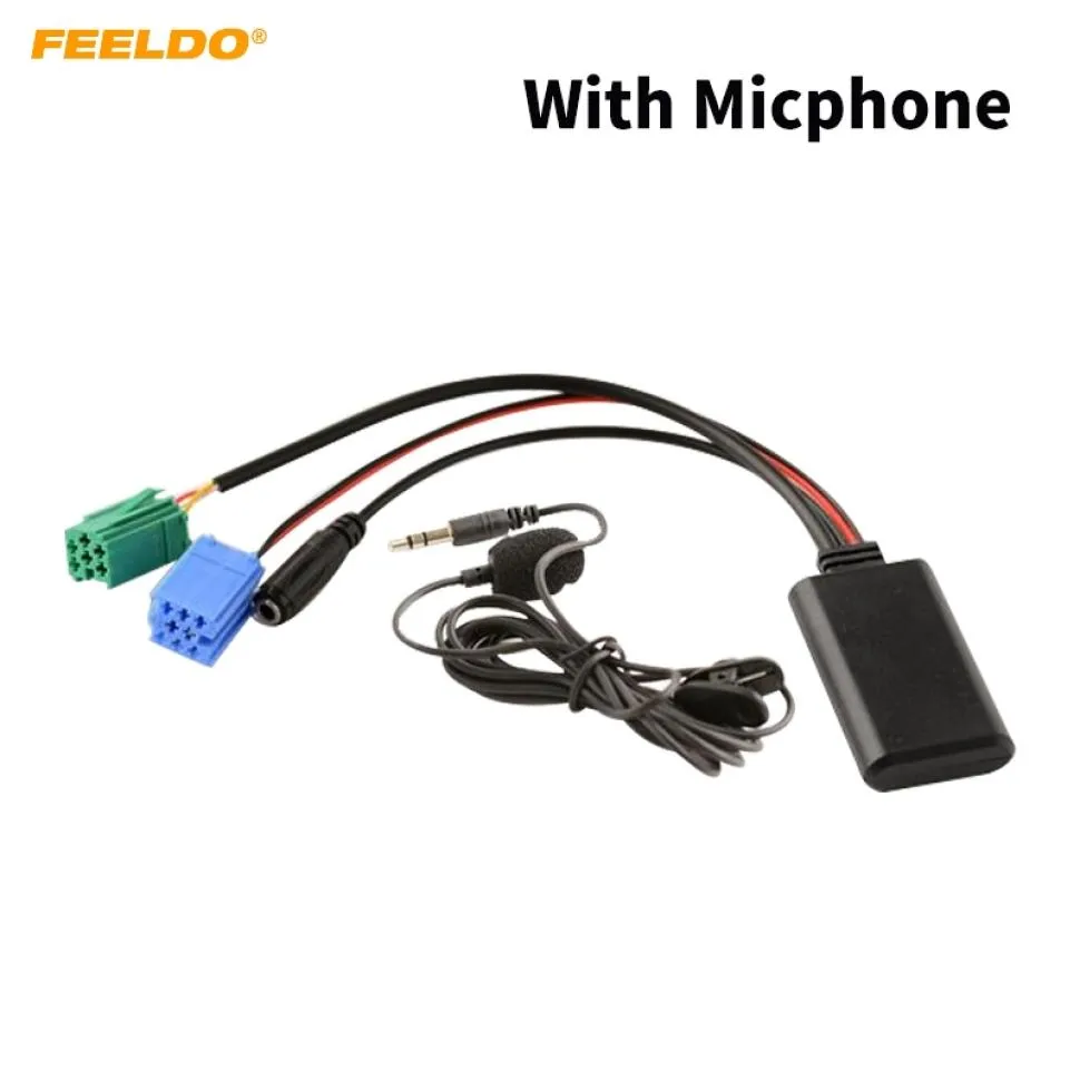 FEELDO Car Auxin Wireless Bluetooth Adapter Module Audio Receiver With Micphone for Renault Double Plugs Host AUX Cable 33371846442