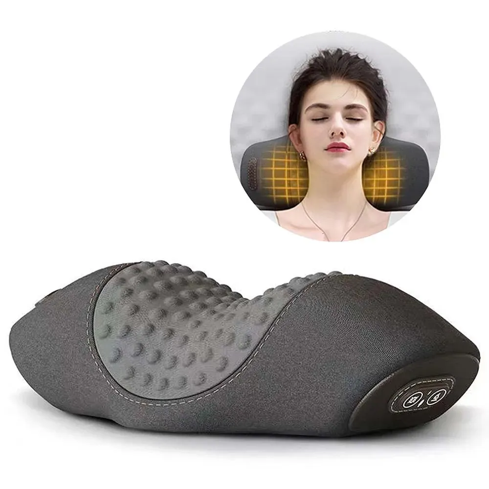 Electric Massager Cervical Pillow Compress Vibration Massage Neck Traction Relax Sleeping Memory Foam Guard Grey 240325