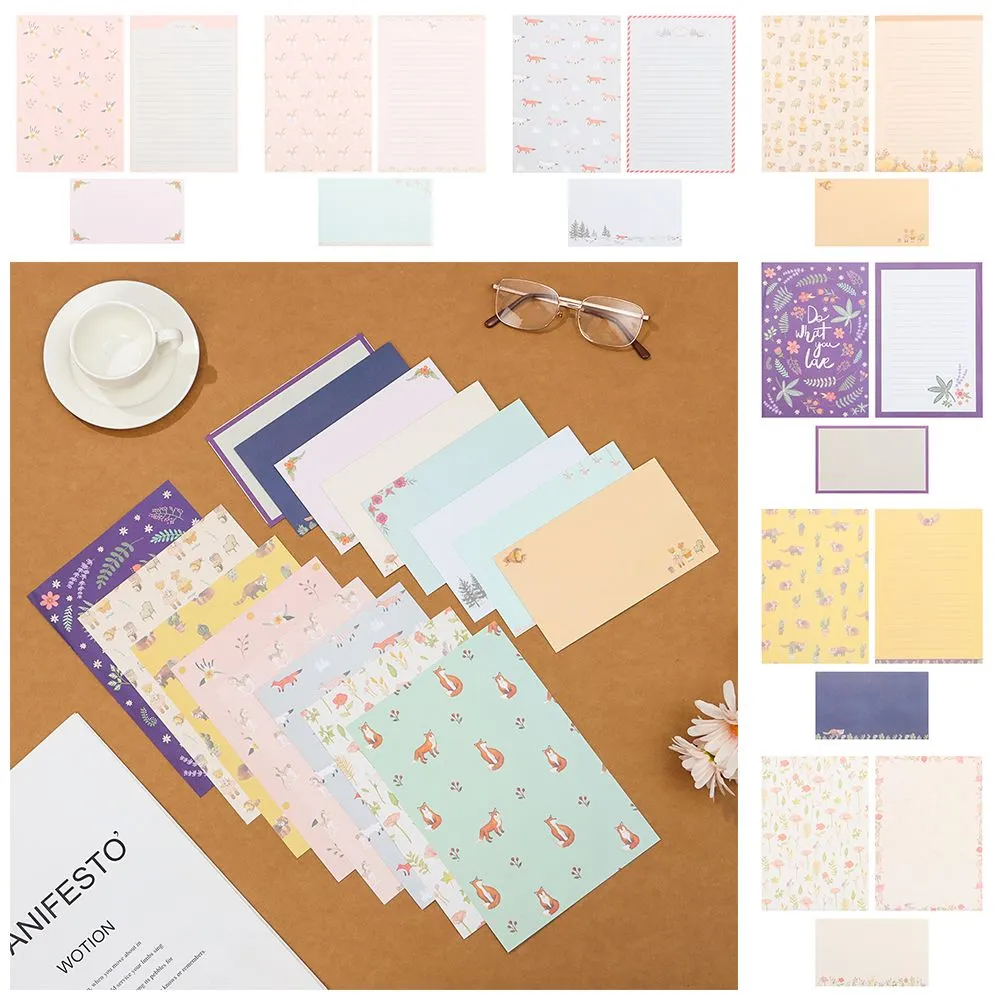 Animal Floral Pattern School Office Supplies med kuvert 3st Variation Designs Writing Paper 6st Letter Stationery