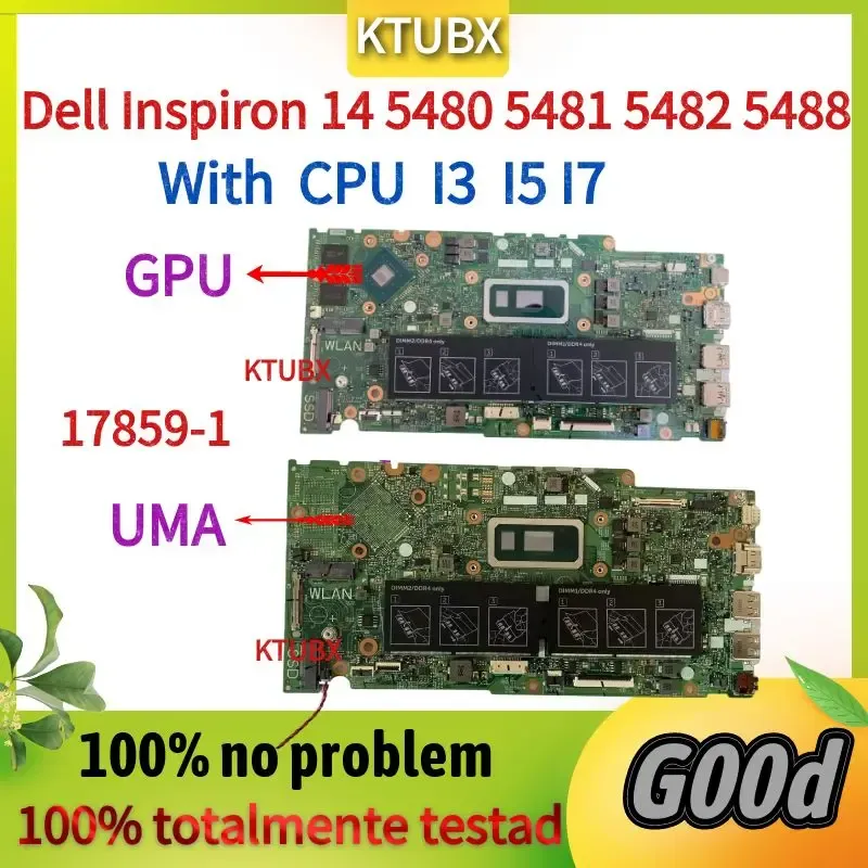 Scheda madre 178591. Per Dell Inspiron 14 5480 5481 5482 5488 Laptop Motherboard, I3 I5 I7 I7 GPU 8a generazione GPU testata 100%