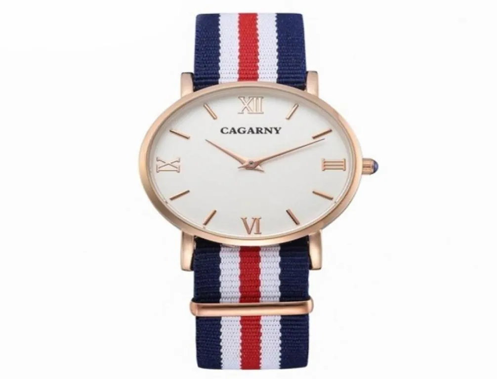 Cagarny Watches Women Fashion Quartzc Watch Clock Woman Rose Gold Ultra Thin Case Nylon Watchband Casual Ladies1097231