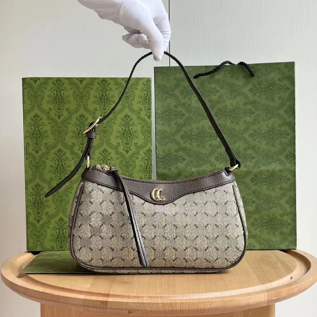 Ophidia Designer Fashion Luxury Totes Handväska axelväska kvinnor handväskor kedja cirkulära väskor klassiska bi tiger orm alfabet plånbok 735145-7