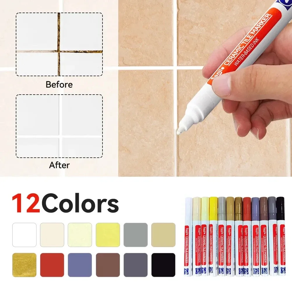 12 colori impermeabili di piastrelle per piastrelle penna a pennarello a penna per stucca per malvagità per piastrelle per piastrelle Penna per il bagno del pavimento piastrella cucitura