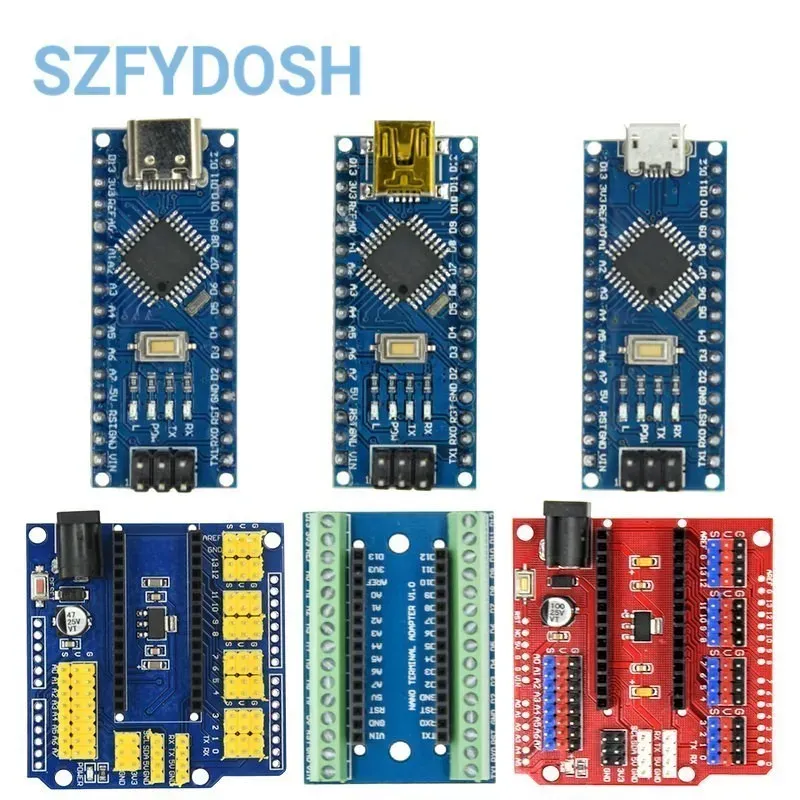 Kit Per Progetti Elettronici Fai Da Te Scheda Arduino Nano V3.0 ATmega168 CH340G - Mini Controller USB 5V 16MHz, Confezione Da 1/2/5 Pezzi Kit Arduino Compatibile