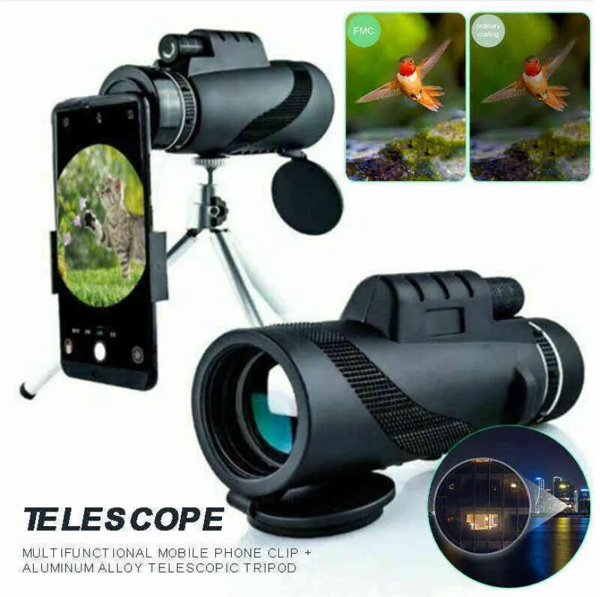 80x100 HD krachtige monoculaire telescoop Telefooncamera Zoom Starscope Tripod Telescope telefoonclip voor buitenkampeeraccessoires 2115458040