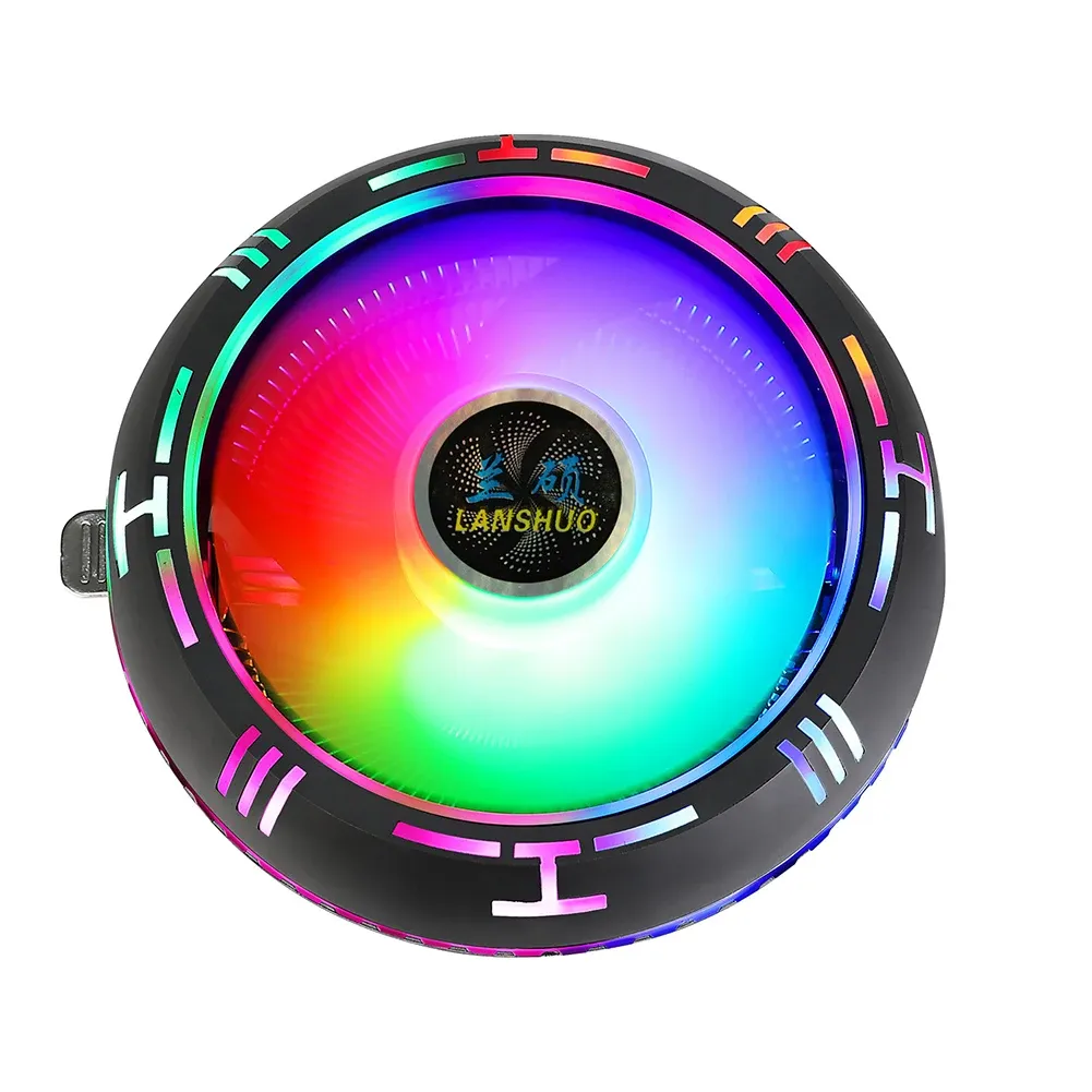 Resfriamento Lanshuo CPU Cooler de ar com radiador de fã de arco -íris de 90 mm RGB CPU Profile BOW para AMD Intel LGA 1150 1151 1156 2011 x79 x99