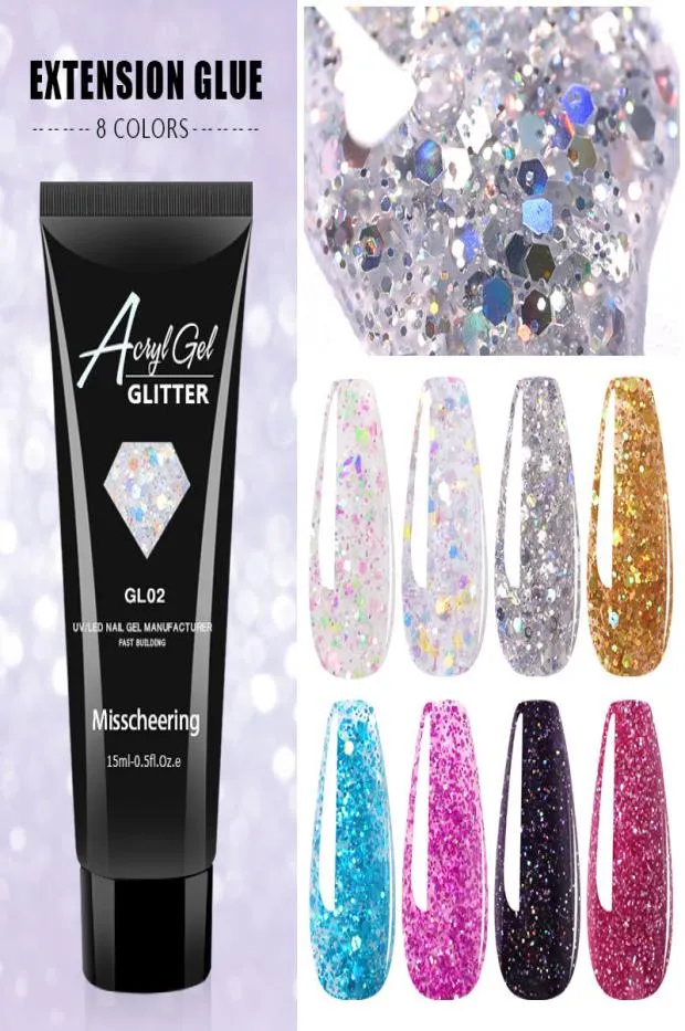 UVLED nagelgelmanfaktör Fast Building Extension Lime Poly Gel Polygel Nail Extend Glitter Lim 30ml9087927