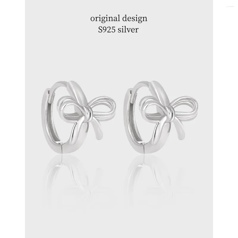 Hoopörhängen Original S925 Sterling Silver Bow for Women Luxury Party Fashion High-End Jewelry Gifts