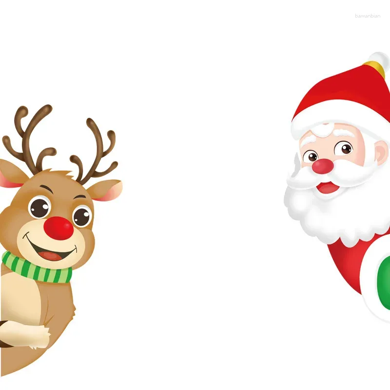 Stickers de fenêtre Créativité Sticker Sticker Elk Décoration de flocon de neige mignon PVC Electrostatic Année Ornements Santa Claus 1 Ensemble