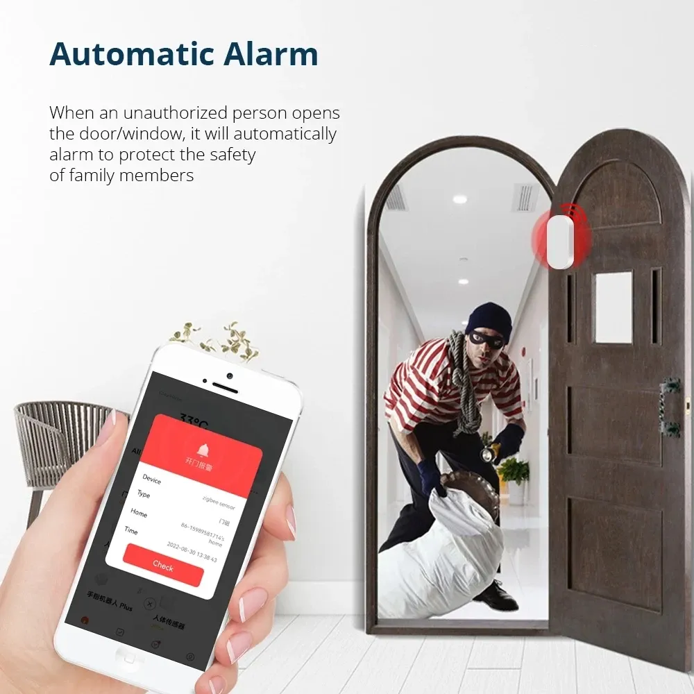 Tuya Smart Zigbee Door And Window Sensor Door Open/Closed Detector Home Security Alarm System Smart Life with Alexa Google Home