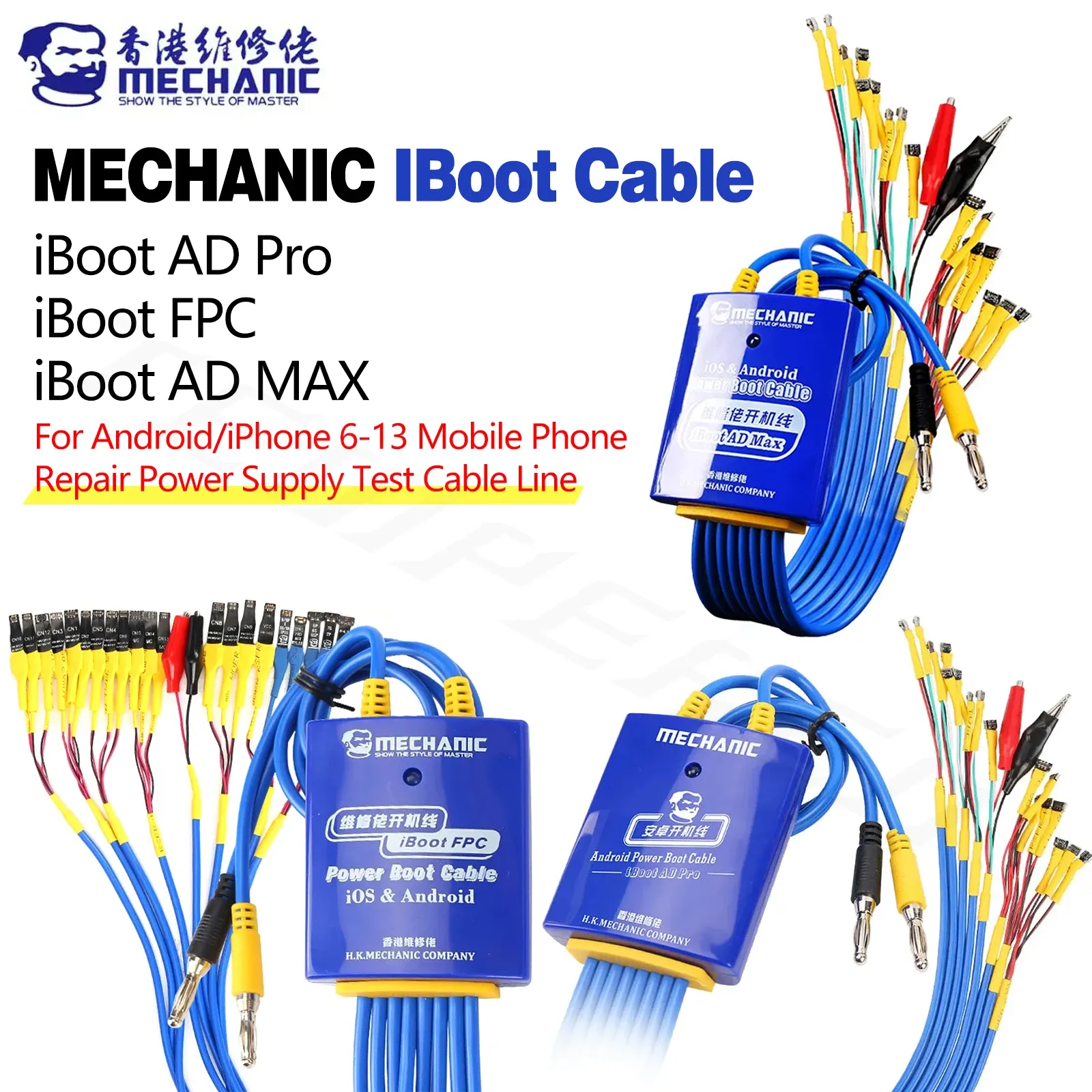 Mekaniker IBOOT FPC AD MAX Pro Power Boot Control Line för Android/iPhone 6-13 Mobiltelefoner Reparera strömförsörjning Test Kabelverktyg