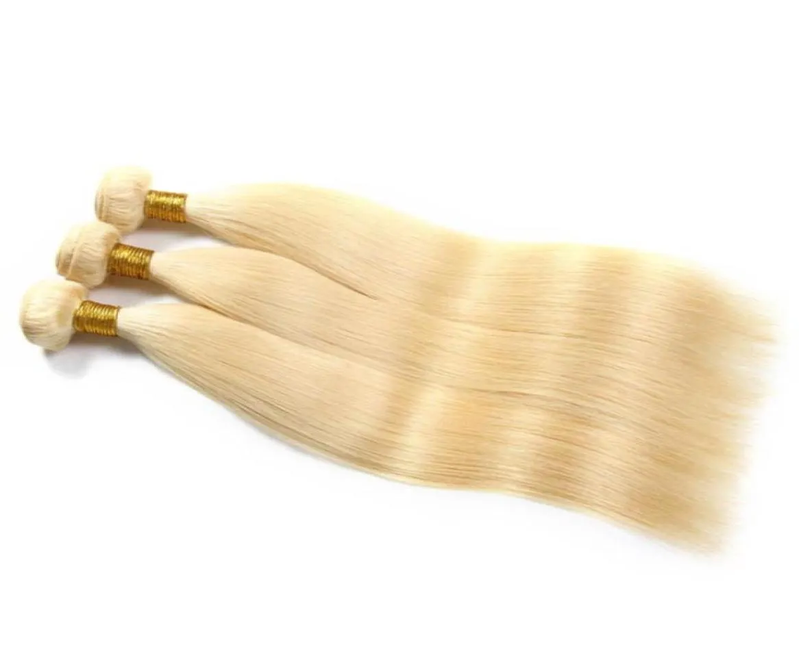 Nytt brasiliansk rak hårvävbuntar 100 Human Hair Bundle 1PC 613 Blond Remy Hair97664517148027