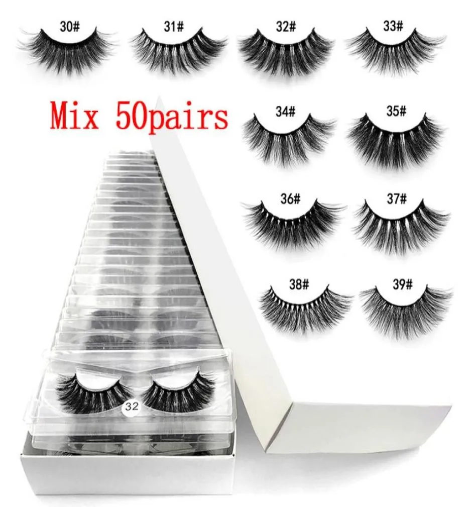 Whole 50 pairs 6D Mink Lashes Natural False Eyelashes Long Set faux cils Bulk Makeup whole lashes6696758