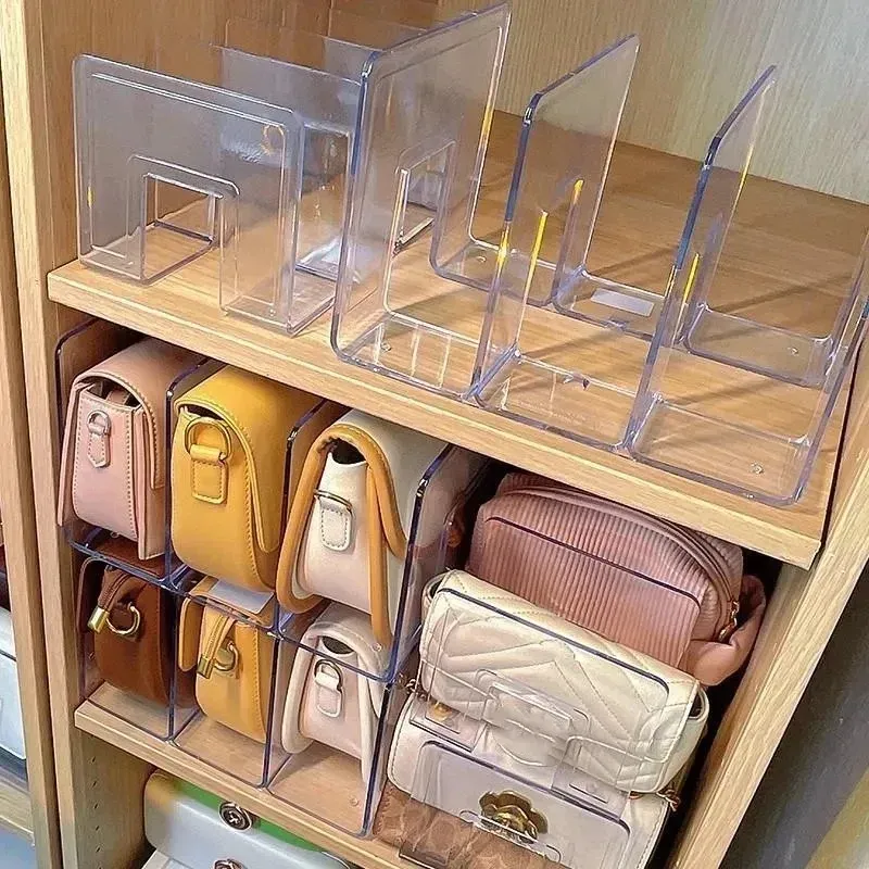 DHgate Clear Acrylic Handbag Storage Rack Organizer Luxury Bag Storage Rack Transparent Purse Handbag Divider Shelf Bags Display Racks Home Garden