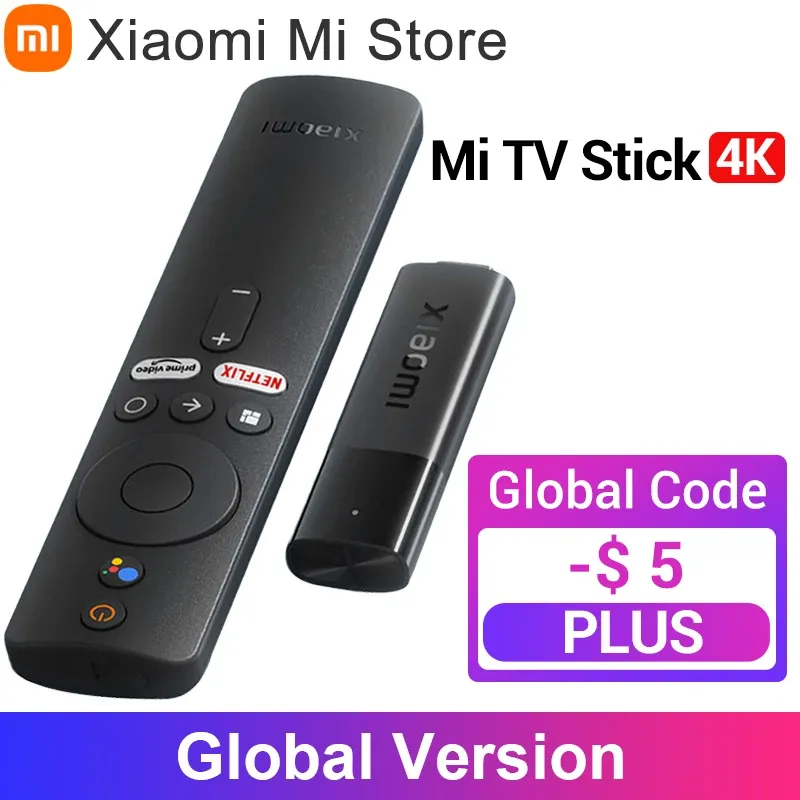 Caixa nova versão global Xiaomi mi tv stick 4k Android 11.0 portátil 4K Mídia de transmissão de 2 GB de 8 GB de suporte multilanguages