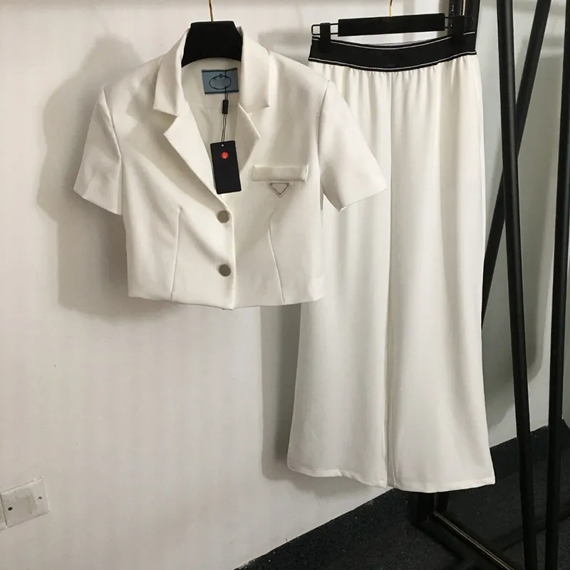 Pantaloni per giacca corta sottile crollo da cinole per crollo da donna ledies a vita alta romper designer da binari a due pezzi