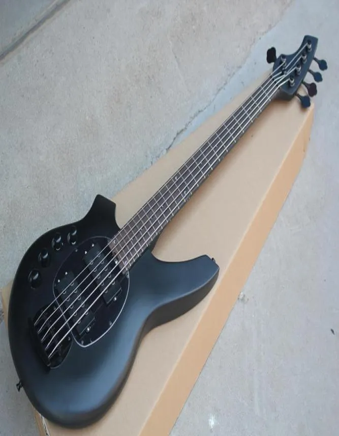 Fábrica personalizada Matte Black 5String Basco eléctrico de mano izquierda Hardwaresrosewood Fretboardffer Customized8031113