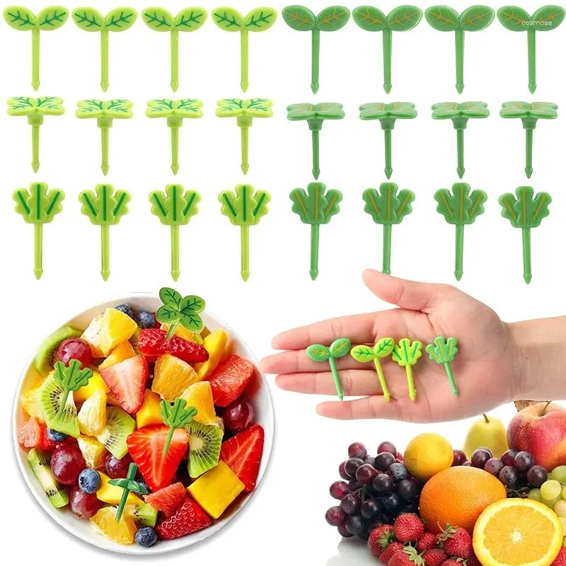 Fourks 8pcs Fruit Fruit Fork Soconde de dents Picks Points Feuilles Clover Plastic Decoration Boîte à lunch Boîte Bento Salade Dessert pour les enfants