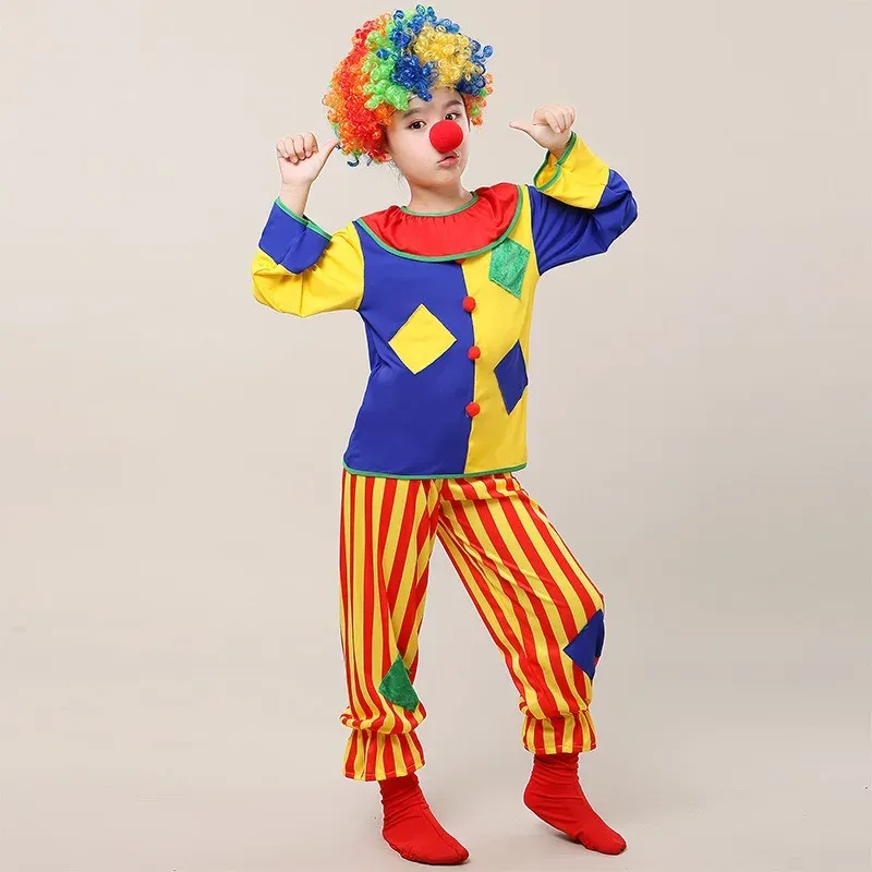 Halloween Patch Clown Costume Masquerade Funny Children's Abita di Carnival Clown Performance Clothes Cosplay