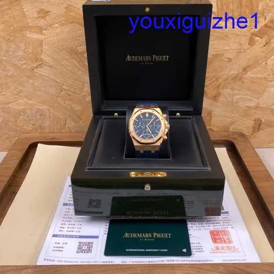 Fashion AP Polshorloge Male Royal Oak Series 26240or Rose Gold Blue Plate Belt Recay Sports Back Transparant Automatic Mechanical Watch