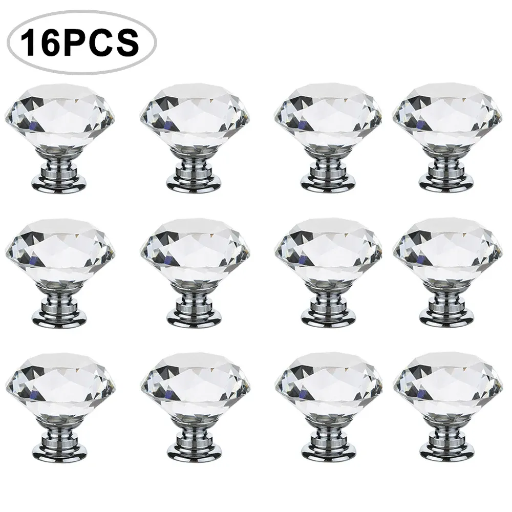 Boutons de porte en verre en cristal Mini armoire en diamant Pull Poignant meubles Patles décoratives pour le tiroir de commode garde-robe