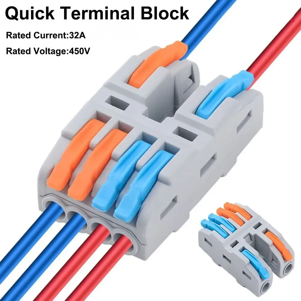 Bloqueio rápido do terminal compacto universal Splice de cabo elétrico rápido Mini conector rápido Blocos de terminal Push-In Electrical