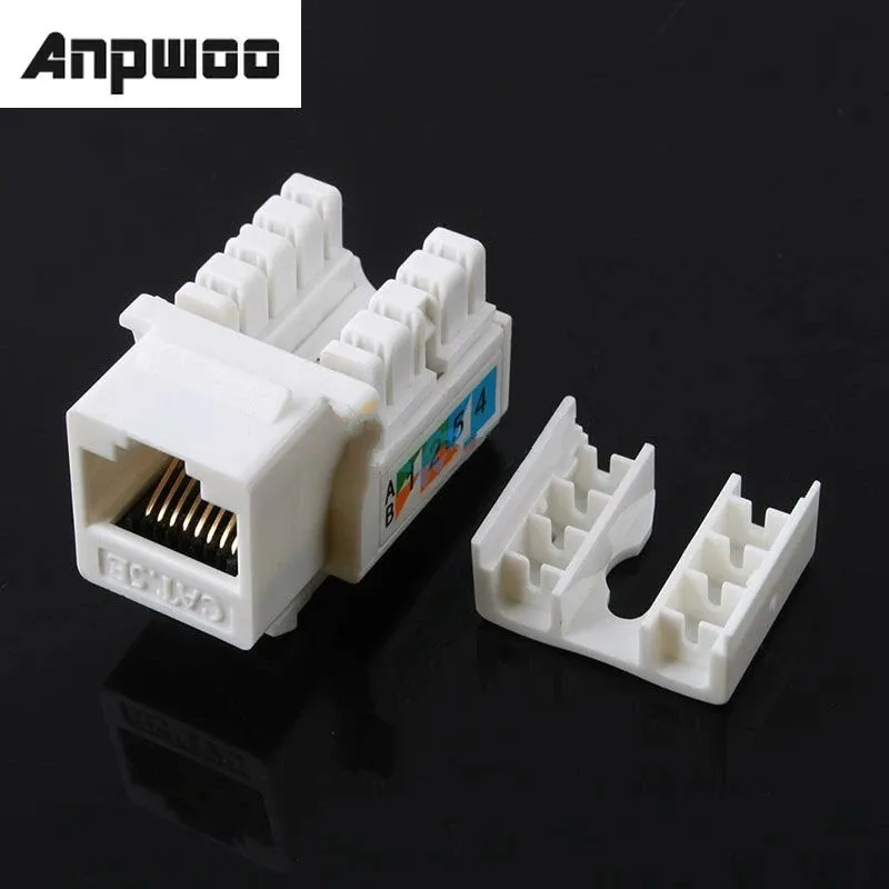 Anpwoo 5pcs Cat5e 110 Punch Down Keystone Jack RJ45 CAT5 Network