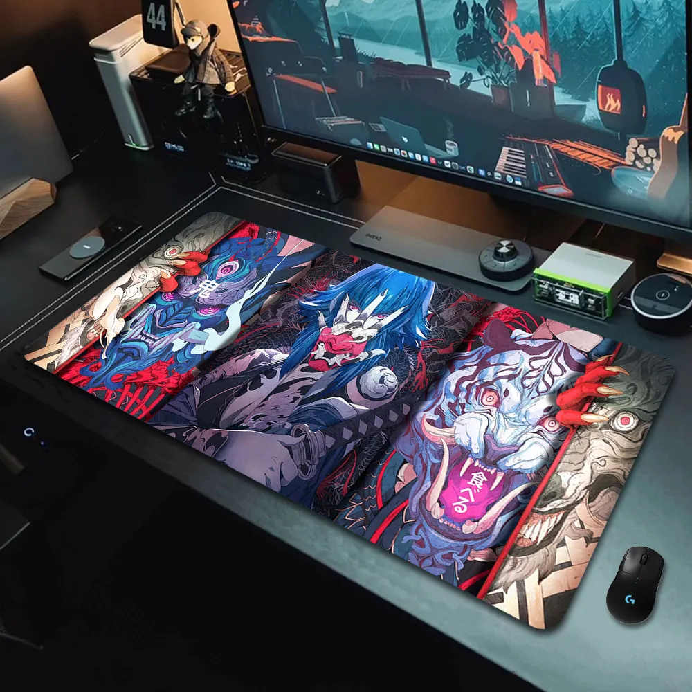 Neon Tokyo Desk Mat Red, Vaporwave Anime Street, Purple Japanese Pixel Art, Skyline/city Mousepad, XXL Big Gaming Mouse Pad Multiple Sizes