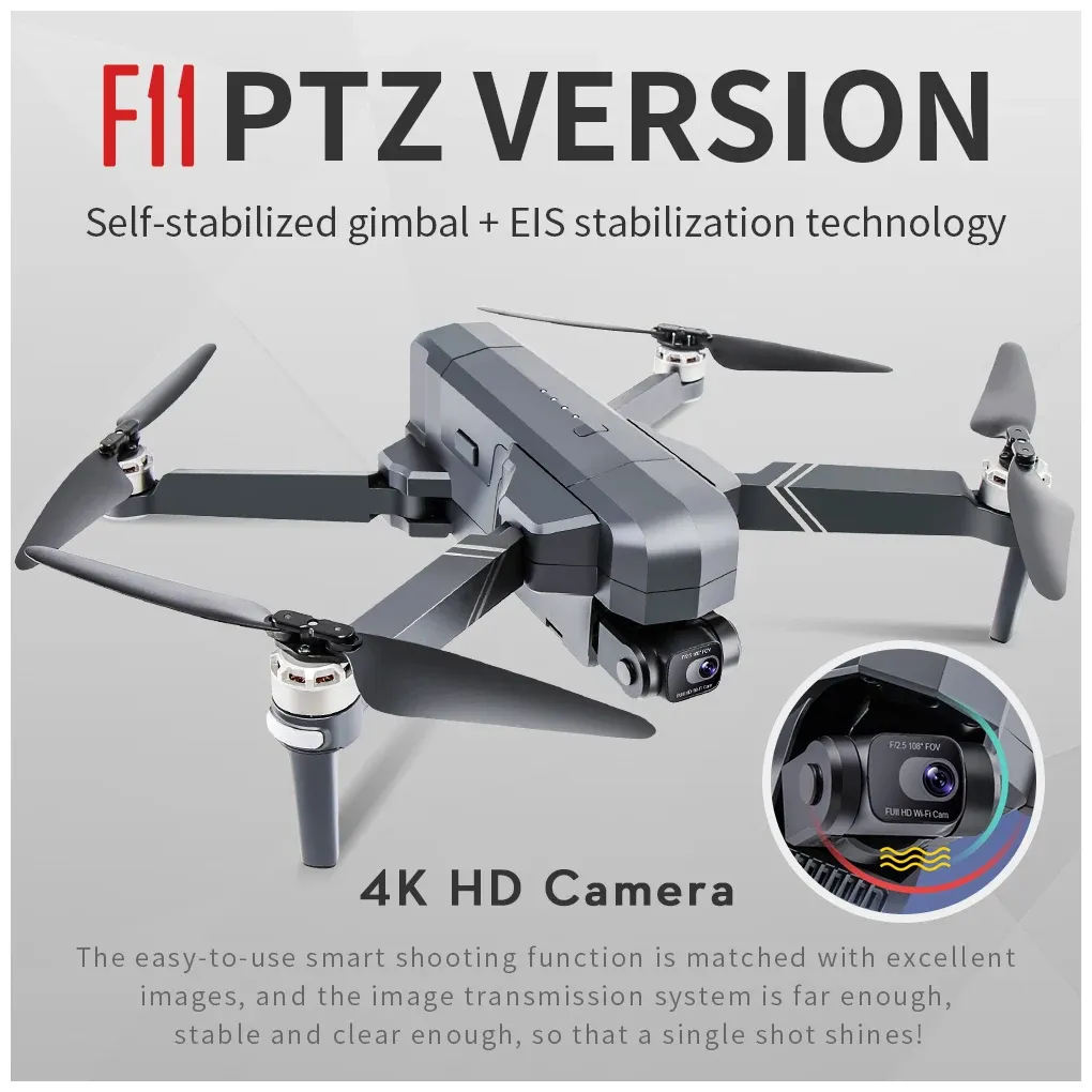 Drohnen Nowy F11s Pro Drone 4K Profesjonalne Kamera 3km WiFi GPS Eis 2osi Antishake Gimbal FPV Bezszczotkowy Zdalnie Sterowany Quadcopte