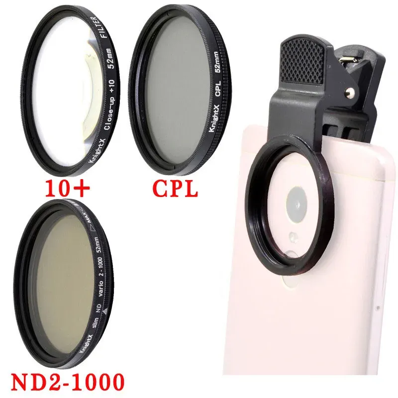 Aksesuarlar Knightx Telefon Kamera RO Lens CPL Yıldız Değişken ND Filtre Tüm Akıllı Telefonlar 37mm 52mm 55mm 58mm ND21000 Polarizasyon Kutup Çizgisi