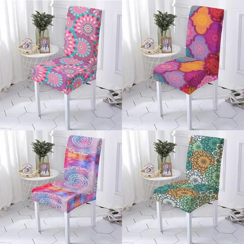 Couvre la chaise Mandala Cover Elastic Spandex siège High Back Anti-Dust Case for Living Room Wedding El Party Decoration