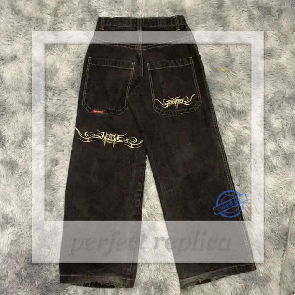 Jnco jeans jeans masculin streetwear jnco y2k hip hop dessin animé graphique imprimement vintage pantalon noir baggy hommes femmes tâches larges de jambe large 515
