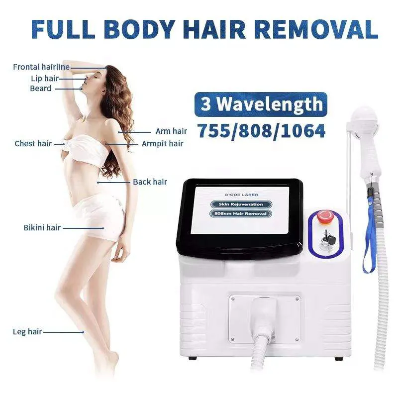 CE -godkända Tyskland barer 808 Diode Laser / 755 1064 808NM Hårborttagning Skin Whitening Diode Laser Hårborttagningsmaskin