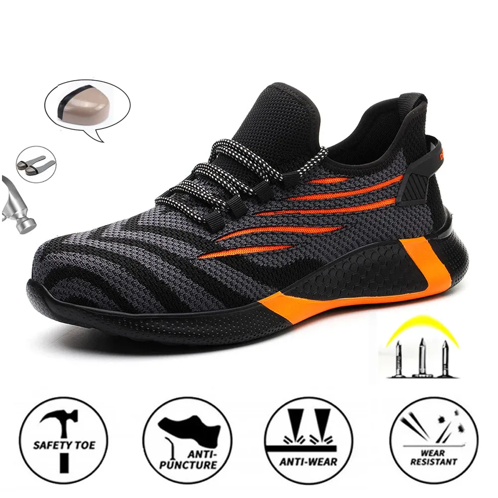 Boots Sénalisation Chaussures Men de travail extérieur chaussures en acier Toe Air Safety Boots Punctureproof Travail Sneaker Shoes Breathable Zapatos de Seguridad