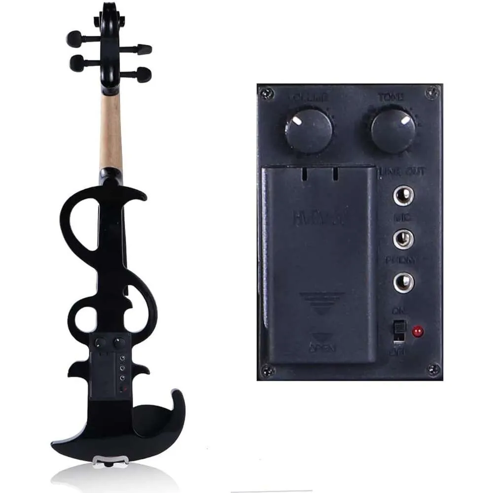 DHgate MIRIO 44 Full Size Electric Violin in Elegant Black Solid Wood and Metal Construction Ideal for Adults and Teens Includes Accessories Musical Instruments