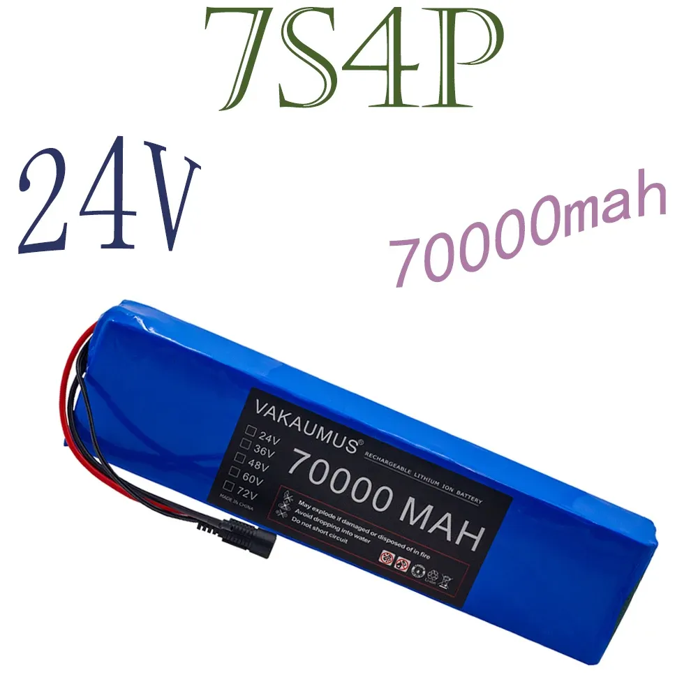 24V 70Ah grote capaciteit batterij 7S4P 29.4V BMS Originele elektrische fiets rolstoel scooter lithium batterij + oplader