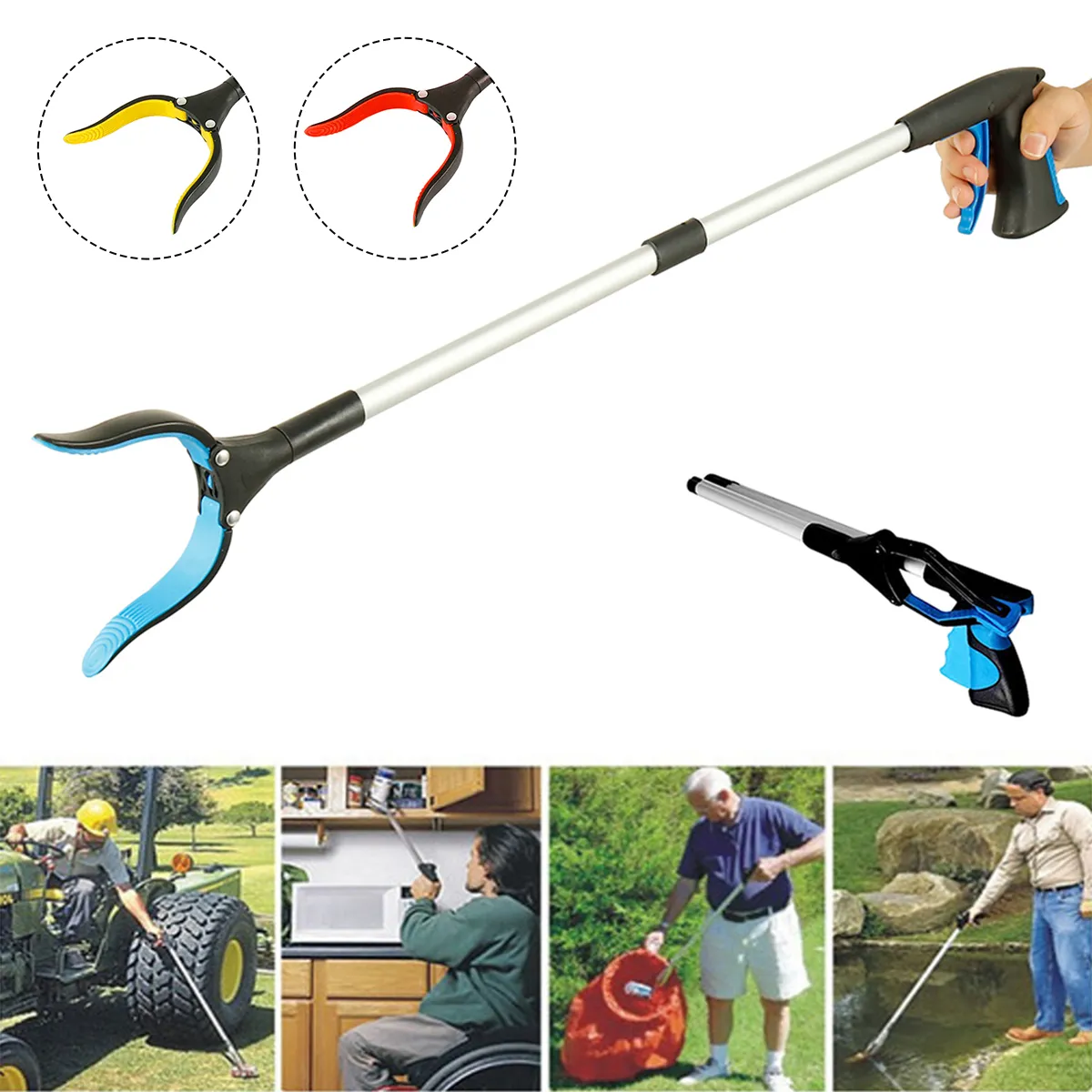 2-Pack Extra Long Grabber Reacher, 32" Foldable Trash Picker Grabber